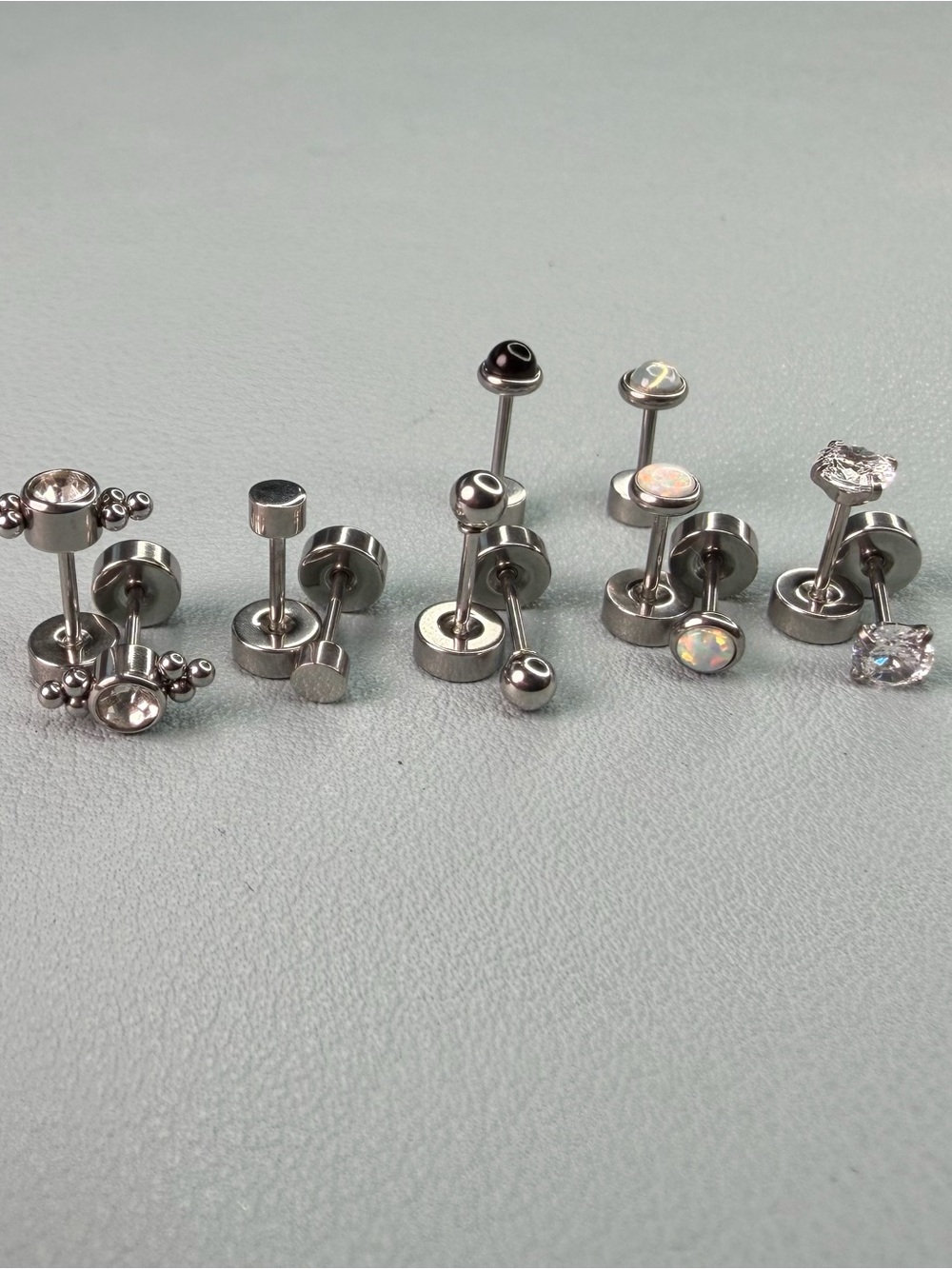 Women's Stainless Steel Multi-Style Stud Earring Set - Silver